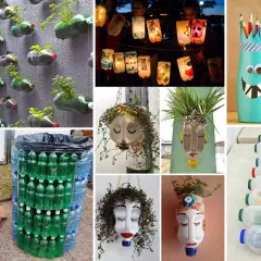 Riciclo creativo: 20 oggetti di plastica trasformati in vasi, lanterne, porta-matite e contenitori.