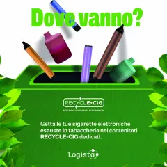 Dove vanno? Sigarette elettroniche esauste in contenitori dedicati. Riciclo facile e corretto.