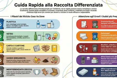 Guida alla raccolta differenziata: plastica, vetro, carta, organico e indifferenziato. Impara a riciclare correttamente per un ambiente più sano.