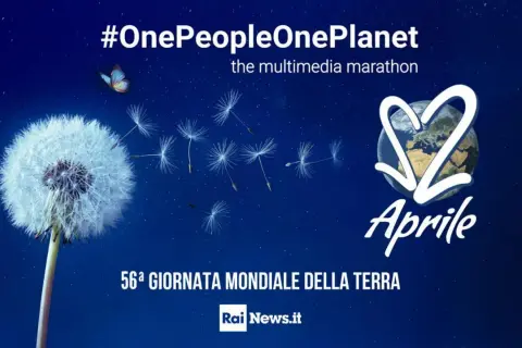 Il 22 aprile è la Giornata Mondiale della Terra. Un soffione con semi che volano, una farfalla e il logo #OnePeopleOnePlanet celebrano questo evento.