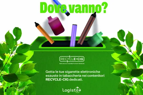 Dove vanno? Sigarette elettroniche esauste in contenitori dedicati. Riciclo facile e corretto.