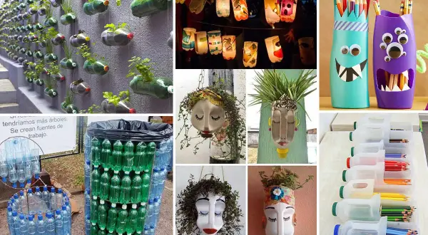 Riciclo creativo: 20 oggetti di plastica trasformati in vasi, lanterne, porta-matite e contenitori.
