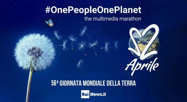 Il 22 aprile è la Giornata Mondiale della Terra. Un soffione con semi che volano, una farfalla e il logo #OnePeopleOnePlanet celebrano questo evento.