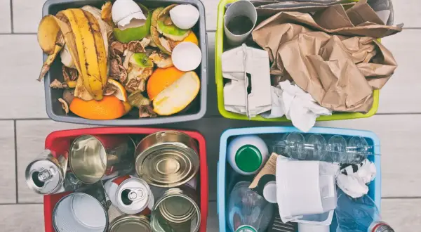 Contenitori per la raccolta differenziata fai da te: organico, carta, metalli e plastica/vetro. Idee pratiche per riciclare in casa.