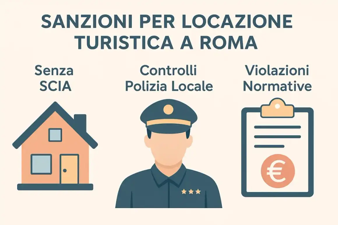 Sanzioni per locazione turistica a Roma: senza SCIA, controlli Polizia Locale e violazioni normative con multe.