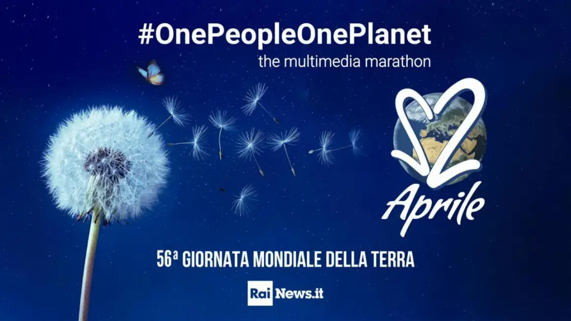 Il 22 aprile è la Giornata Mondiale della Terra. Un soffione con semi che volano, una farfalla e il logo #OnePeopleOnePlanet celebrano questo evento.