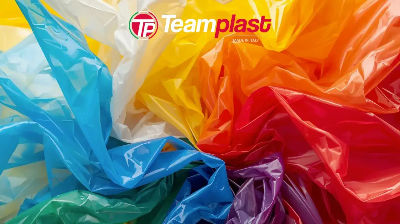 Sacchetti colorati in LDPE 4, un materiale riciclabile. Dove si butta? Nella raccolta differenziata della plastica.