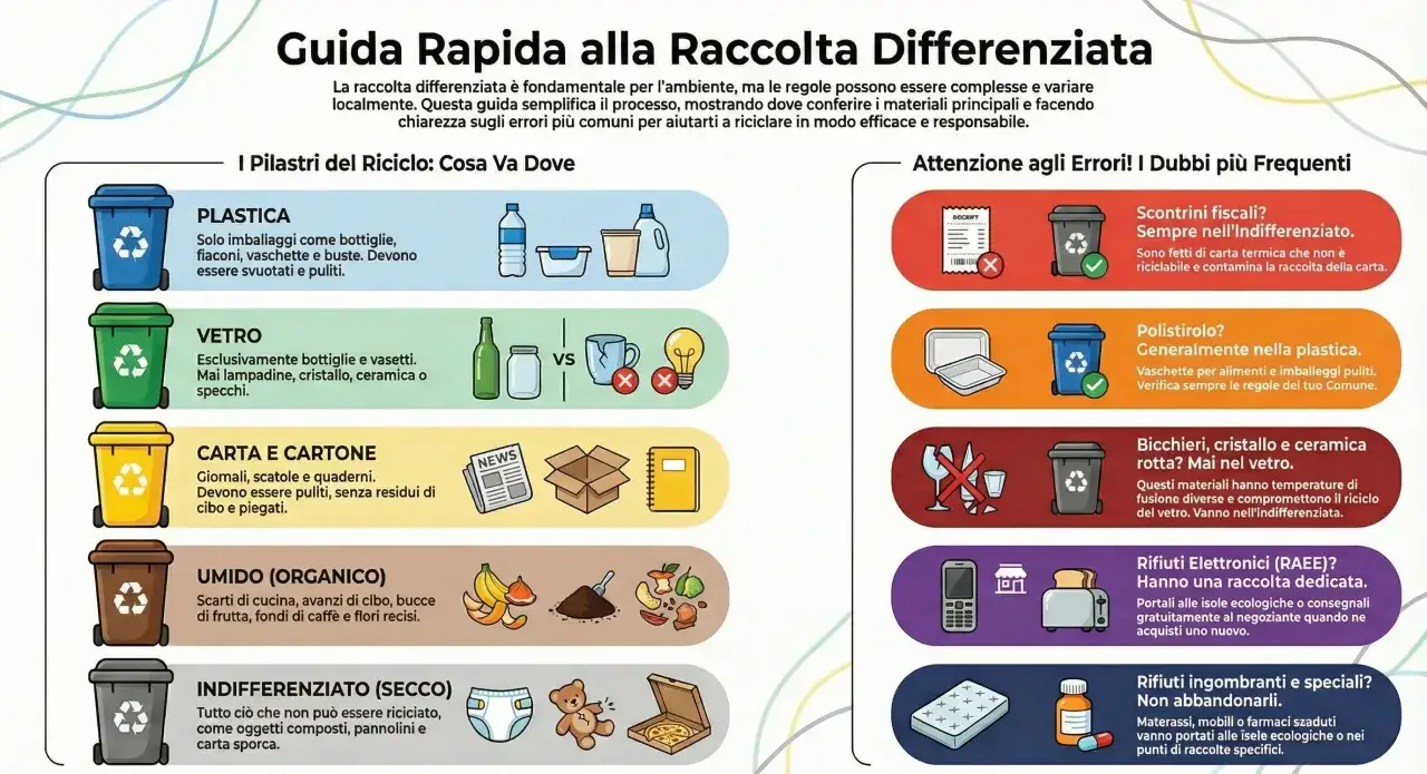 Guida rapida alla raccolta differenziata: dove buttare le lampadine? Mai nel vetro, vanno nell'indifferenziato.
