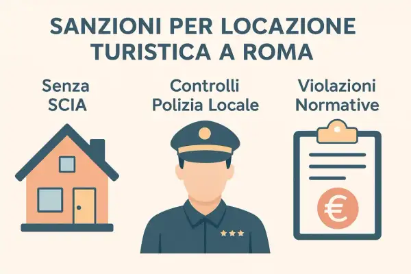 Sanzioni per locazione turistica a Roma: senza SCIA, controlli Polizia Locale e violazioni normative con multe.