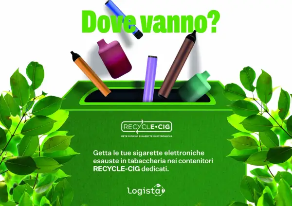 Dove vanno? Sigarette elettroniche esauste in contenitori dedicati. Riciclo facile e corretto.