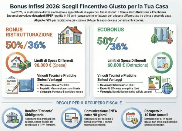 Guida ai bonus per la casa: Enea, sostituzione solo vetri e detrazioni fiscali. Confronto tra Bonus Ristrutturazione ed Ecobonus per infissi.