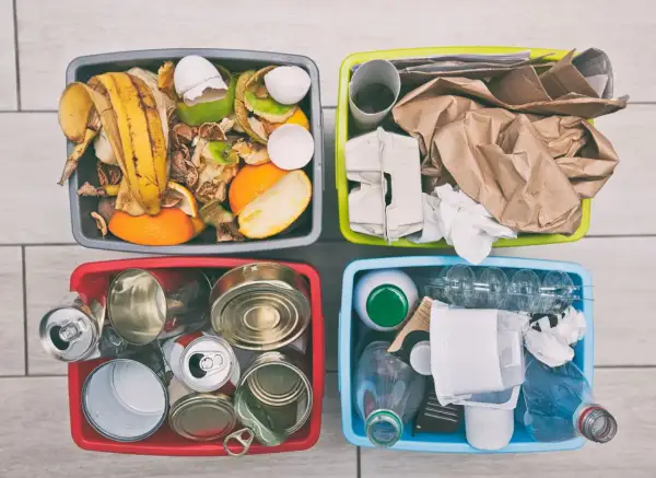 Contenitori per la raccolta differenziata fai da te: organico, carta, metalli e plastica/vetro. Idee pratiche per riciclare in casa.